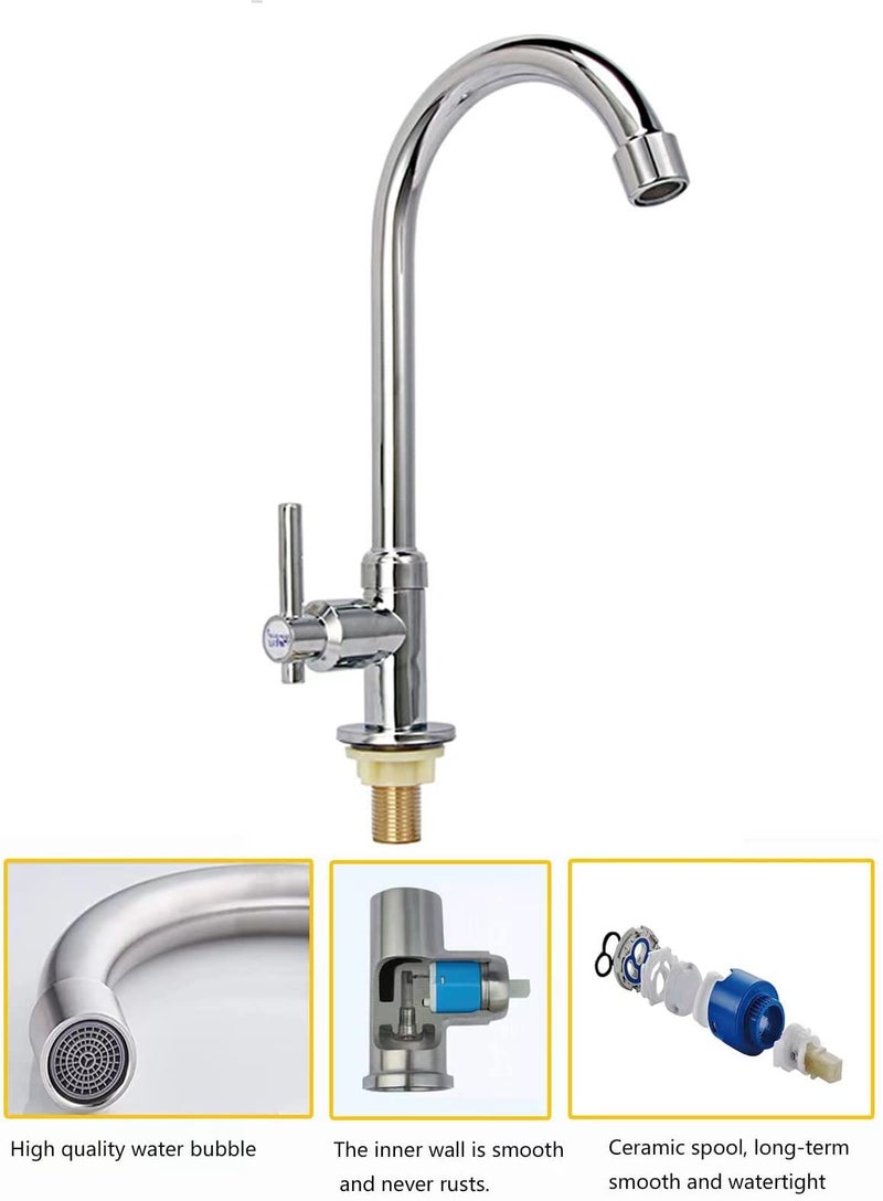 Gonabos Cold Water Faucet Only, High Arc Single Handle One Hole Faucet for Kitchen Garden Bar Outdoor Boat Camper(Free Cold Water Supply Lines) - Image 3